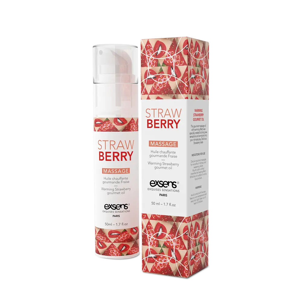 Массажное масло Exsens Strawberry 50 мл разогревающее, без сахара, без парабенов, съедобное - фото 1