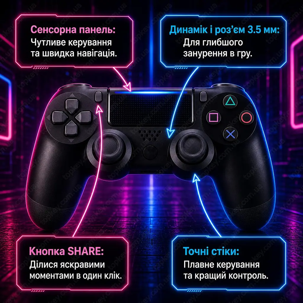 Бездротовий геймпад 1000 mAh / джойстик для PS4, ПК, Android та iOS з Bluetooth 5.2 - фото 8