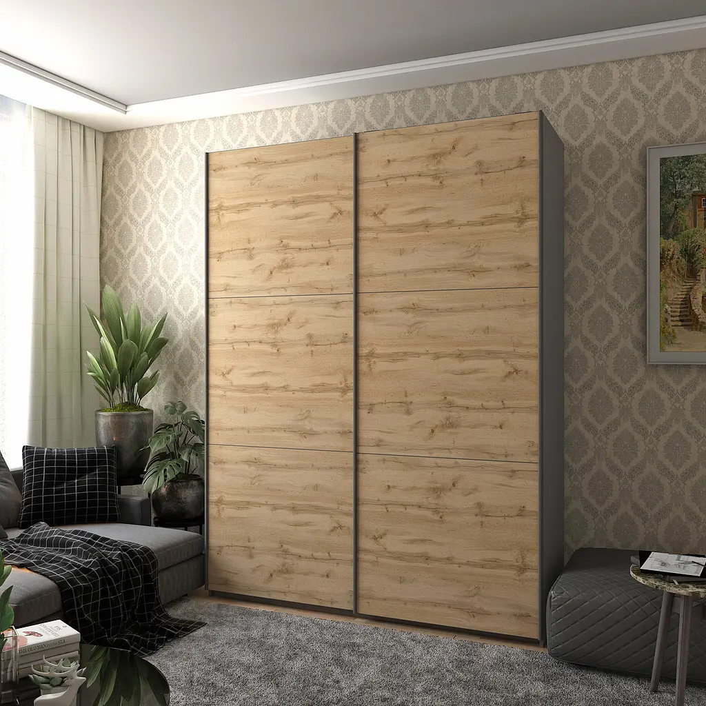 Шафа-купе Doros G-Caiser Графіт / Дуб Евок 2 ДСП / 3 частини 180х60х240 (42005014) - фото 5