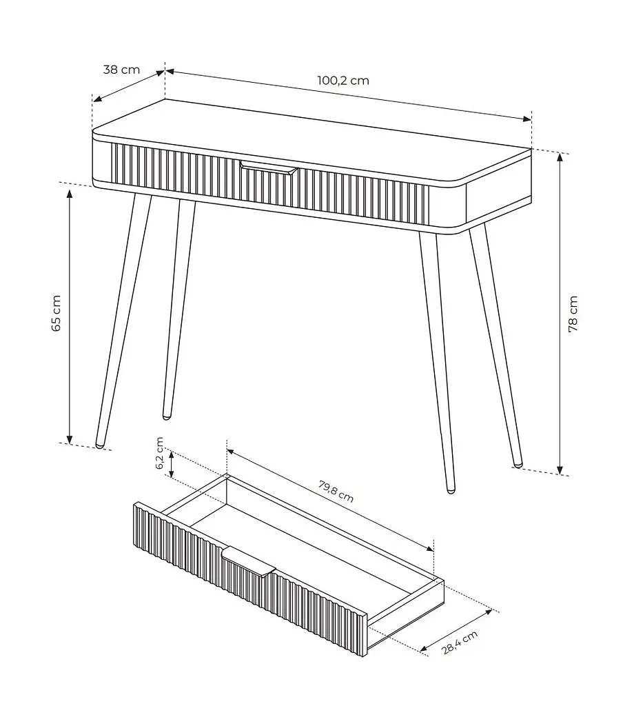 Стіл туалетний Perfect Home Ланте / Lante 1S/100 з 1 шухлядою і золотими ніжками Беж (PFH-091169) - фото 3