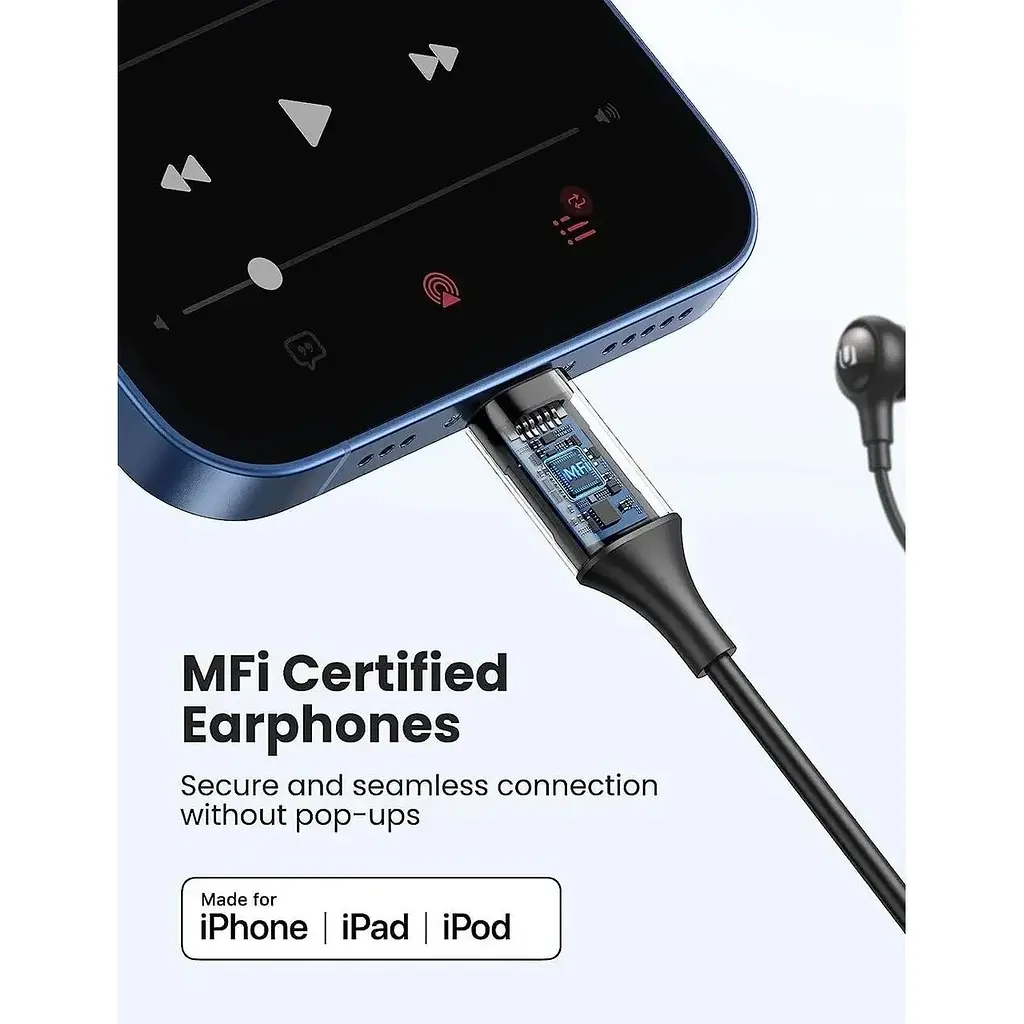 Наушники проводные Ugreen EP103 для iPhone In-Ear Earphones Lightning Connector черные (30631) - фото 2