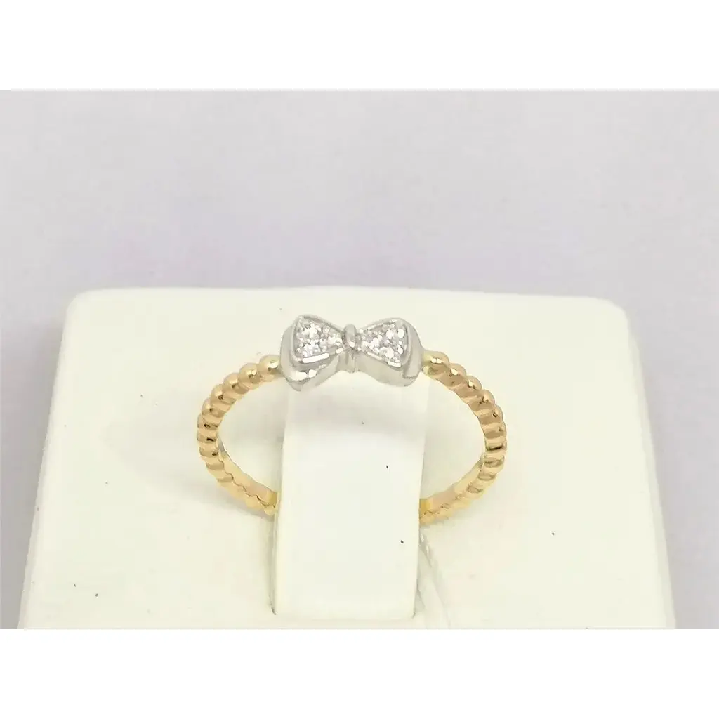 Золоте кільце Харківська ювелірна фабрика Бантик з фіанітами. 700270 15,5 - фото 4