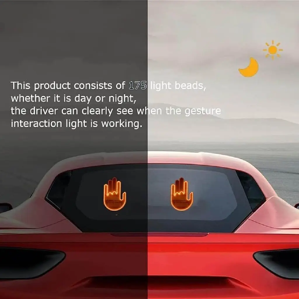 Підсвічування автомобільне LED-долоня рука на заднє скло для жестів (Gesture fan fak car Led) - фото 8