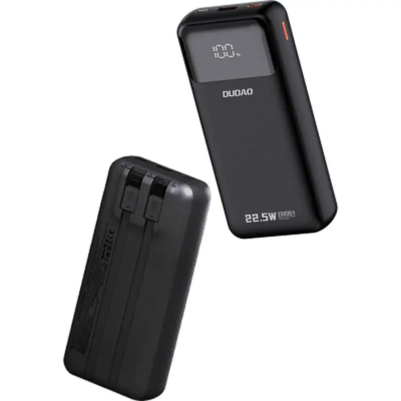 Батарея універсальна Dudao K15Pro 20000mAh PD/22.5W, QC, with built-in cables, Black (6977196682430) - фото 2