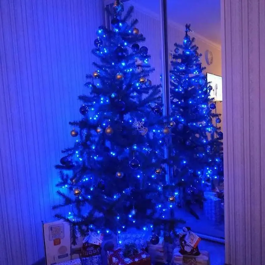 Світлодіодна гірлянда нитка крапля роси 4.5 м 50led батарейки Blue синя - фото 3