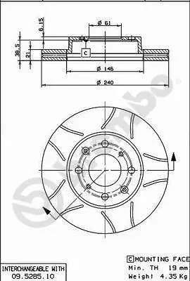 Диск гальмівний вентильований Honda Civic V-VI, Domani, Brio Amaze 91-25р Brembo (09.5285.75) - фото 2