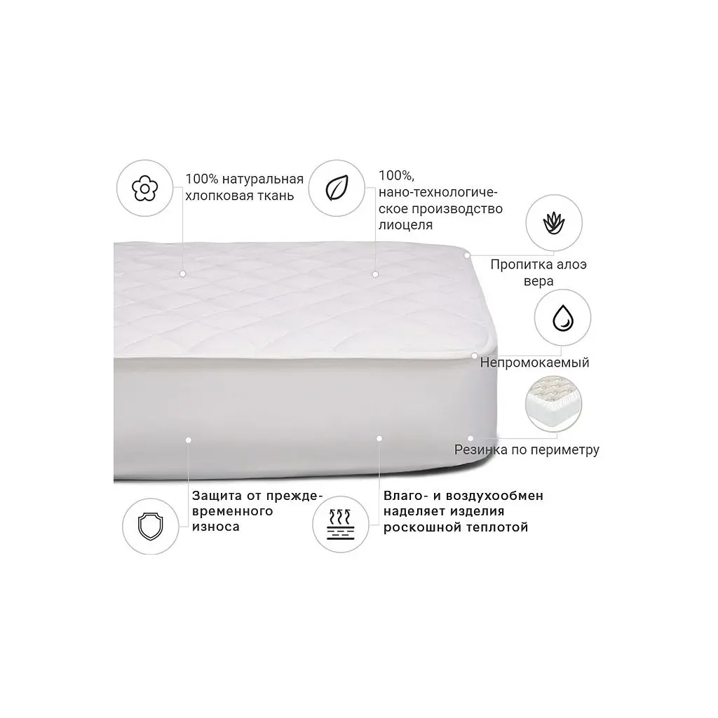 Наматрацник MirSon Natural Line Стандарт Tencel Aloe Vera 985 100x200 см (2200000836618) - фото 3