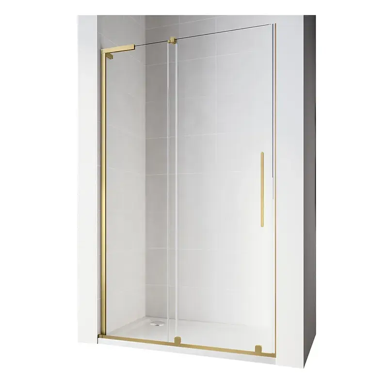 Двері у нішу Koer Walk-In розсувні Sr SD07-120x200-L-TR-12 прозоре скло Easy Clean 8мм Матове золото KR5687, Ліва, прозорий, золотий