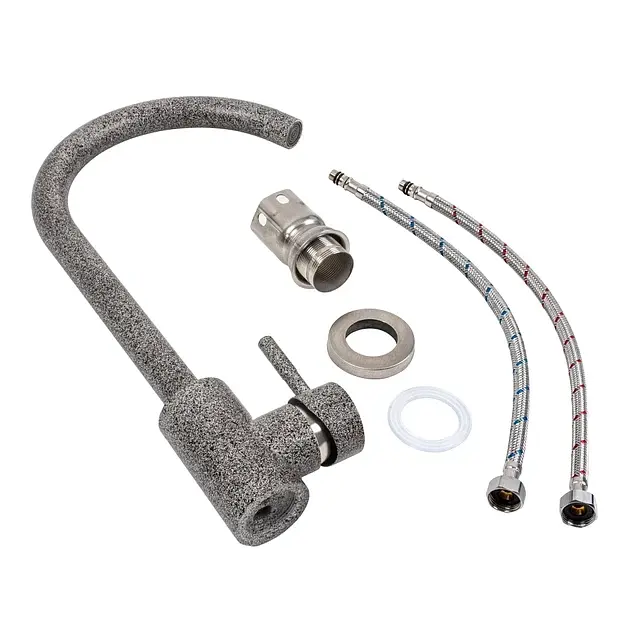 Змішувач кухонний Platinum 56 B NESP (3008 А) поворотний одноважільний з нержавіючої сталі мікс (000041053) - фото 2