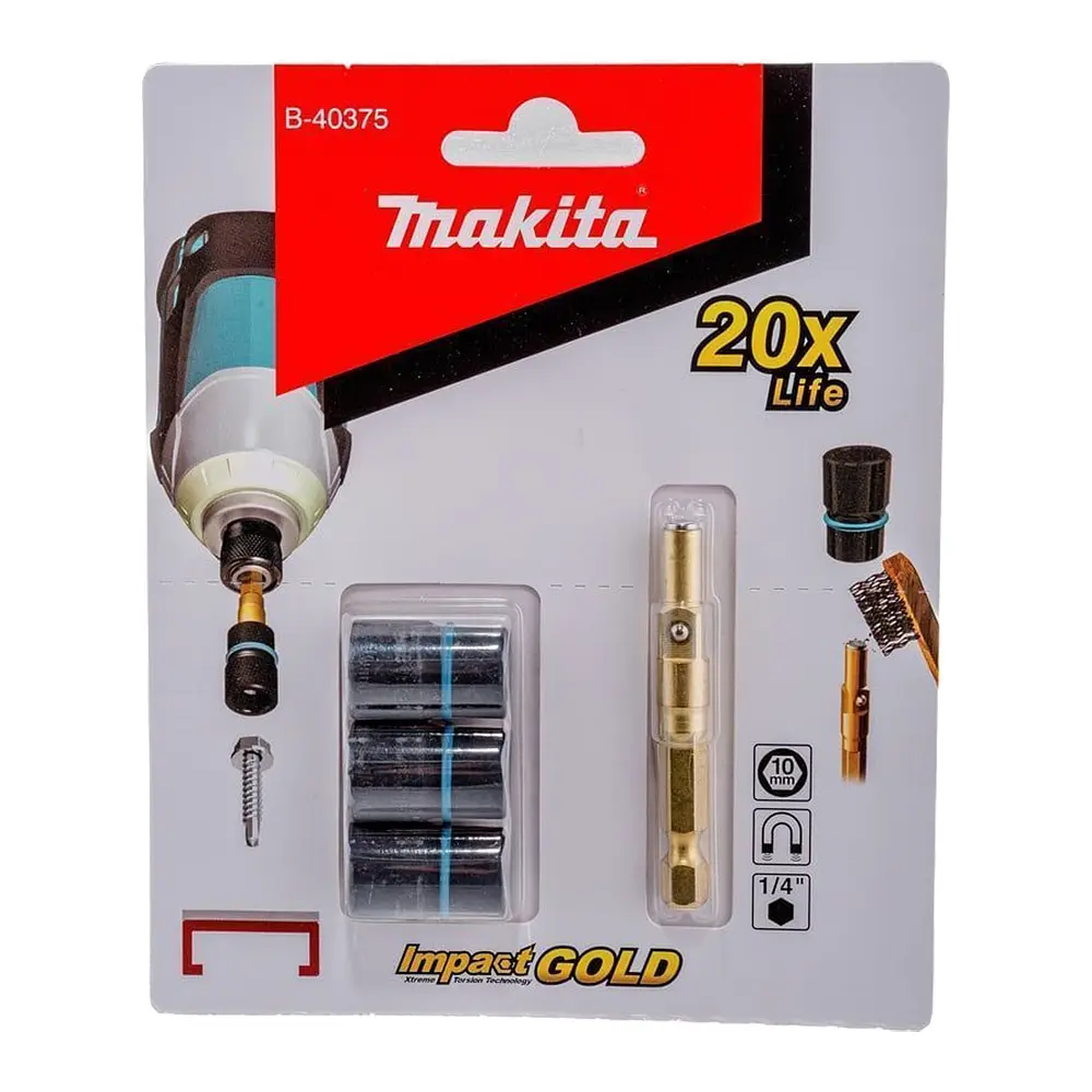 Набір головок ударних 1/4" 10 мм (3 шт) Makita B-40375 - фото 3