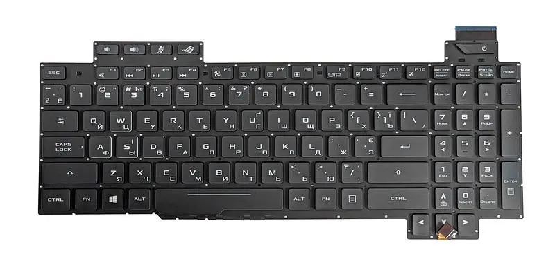 Клавіатура для ноутбука Asus ROG Strix GL503 з підсвічуванням (White Light), Black, (No Frame) - фото 2