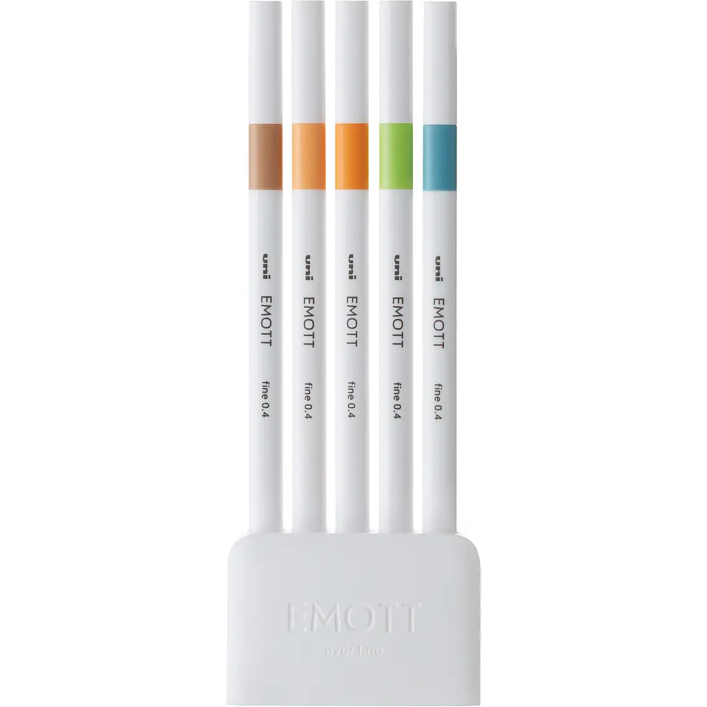 Набор лайнеров Uni Emott Fine Line Nature Color 0.4 мм 5 цветов (PEM-SY/5C.06NC) - фото 2