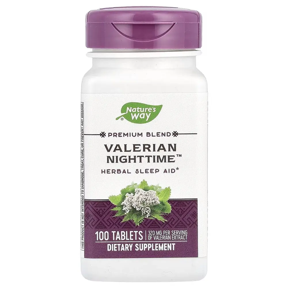 Екстракти валеріани і меліси Nature's Way Valerian Nighttime, 100 таблеток для гарного сну