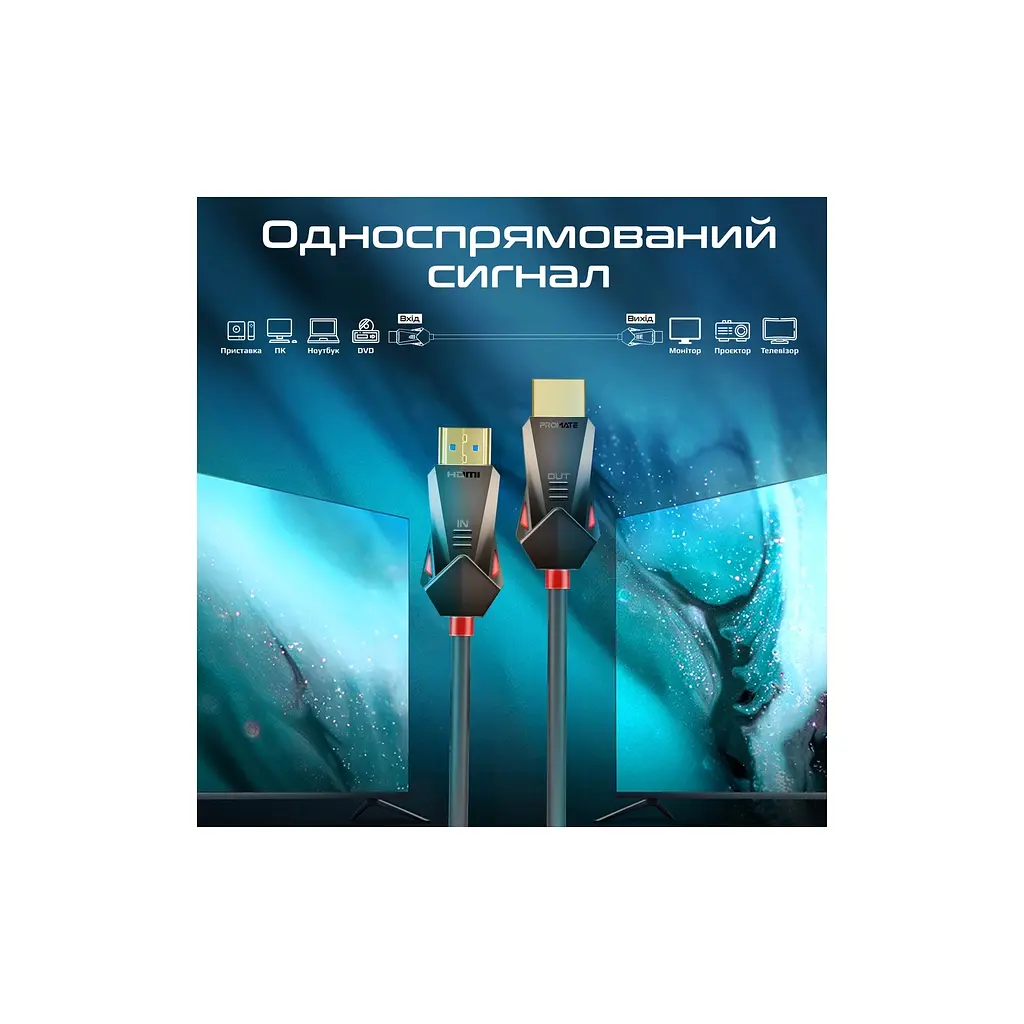 Кабель мультимедійний Promate HDMI M - HDMI M V2.0 чорний 15 м (prolink4k60-15m) - фото 5