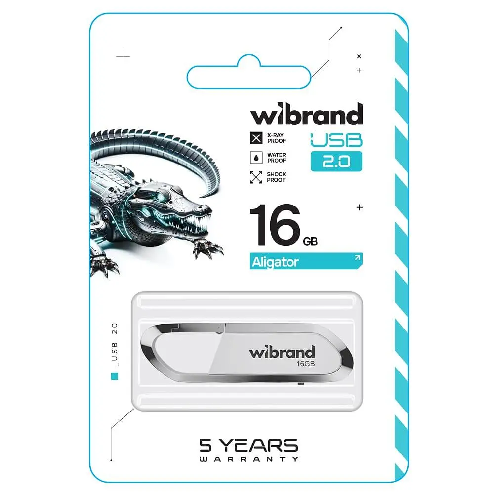 Флеш-накопичувач Wibrand USB 2.0 Aligator 16Gb білий - фото 2