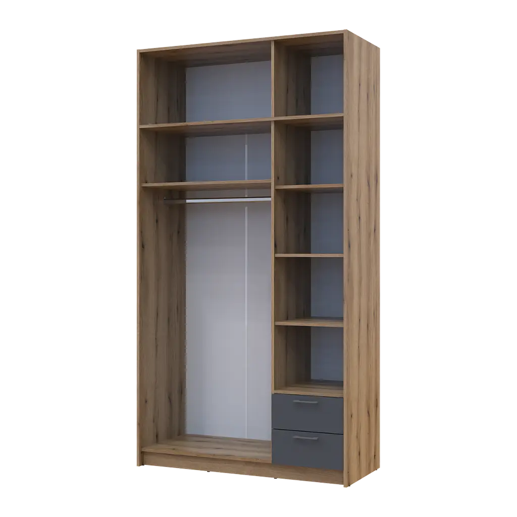 Шафа для одягу Doros Ронді з антроселей і дзеркалом Дуб Артизан/Графіт 3ДСП 121х52х236 (80737820) - фото 3