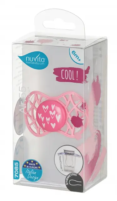 Силиконовая симметричная пустышка Nuvita Air55 Cool Сердечки, 6-12 мес., розовый (NV7085PY) - фото 4
