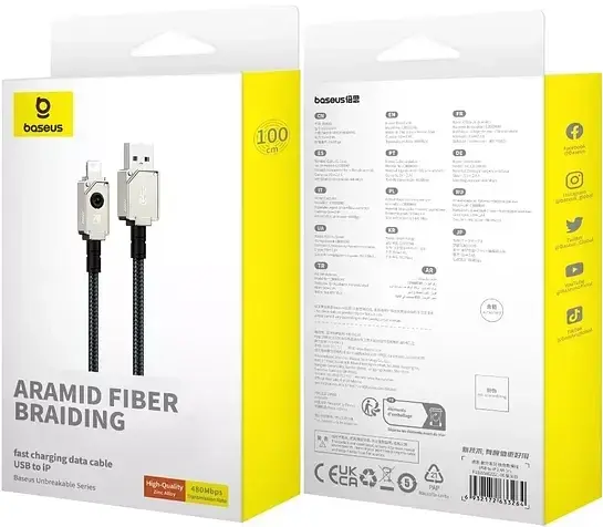 Кабель Baseus Unbreakable Series Fast Charging Cable USB to Lightning 2.4A 1m P10355802221-00 White - фото 6