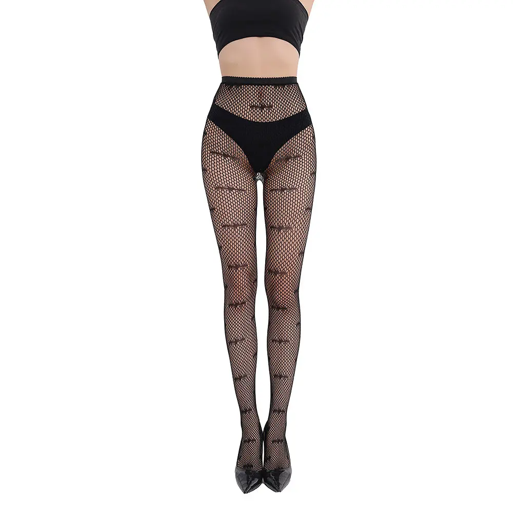 Колготки в сітку з кажанами жіночі one size чорні - фото 3