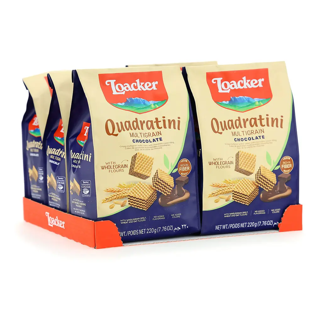 Вафлі Loacker Quadratini Multiгgrain Chocolate 220 г