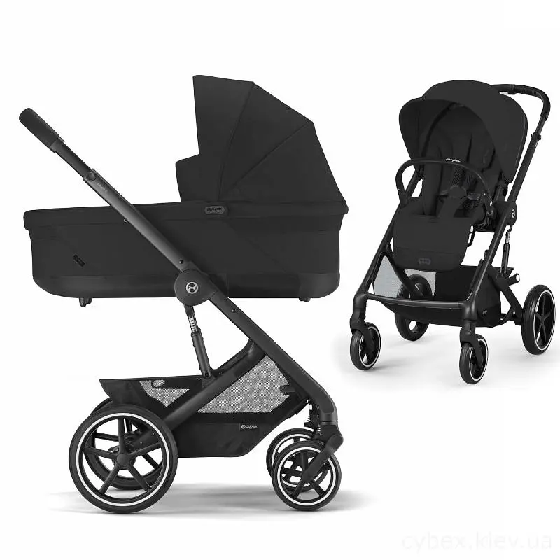Коляска Cybex Balios 3 в 1 Moon Black автокрісло Cloud T i-Size Sepia Black + адаптори - фото 2
