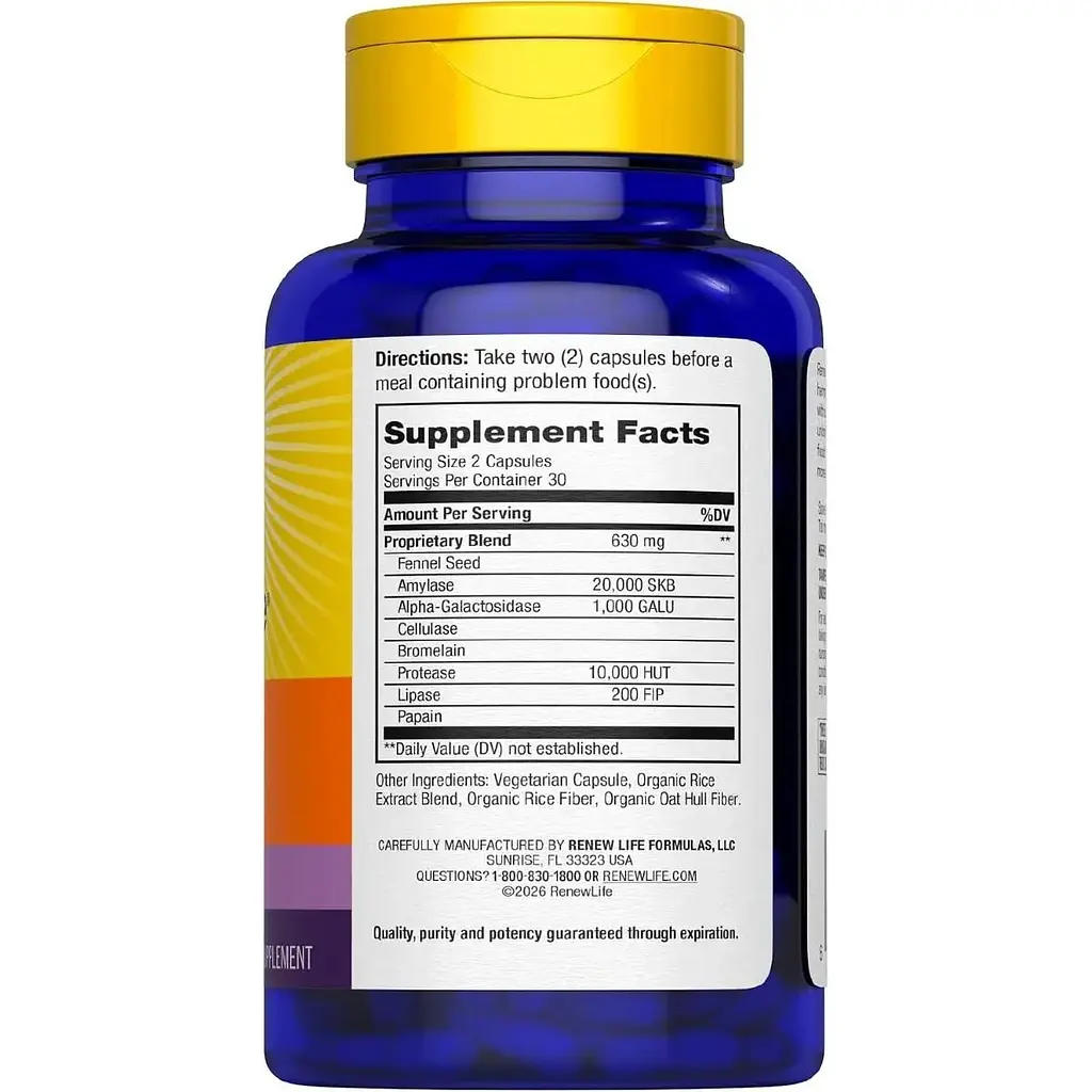 Здоровий кишечник Renew Life Gas Stop Enzyme Formula 60 вегетаріанських капсул - фото 2