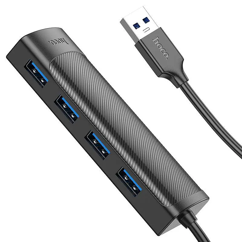 Хаб - концентратор адаптер Hoco HB41 Easy Safety 4-in-1 Hub Usb-A to 4 Usb 3.0 20 см - фото 2