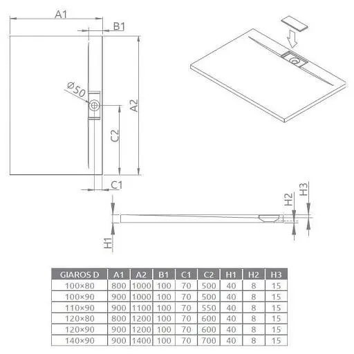 Душовий піддон Radaway Giaros D 140 х 90 MKGD1490-03 - фото 3