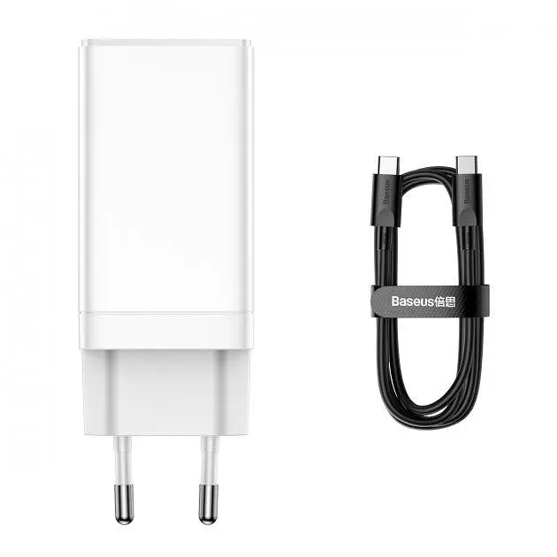 Мережевий зарядний пристрій Baseus GaN3 Pro Fast Charger 2Type-C+USB 65 W CCGP050102 White - фото 6