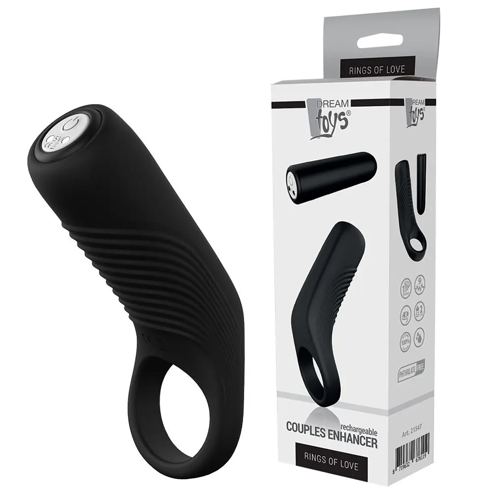 Віброкільце Dream Toys Couples Enhancer, 9,7 см (чорний) - фото 8