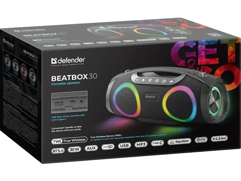 Портативна колонка Defender Beatbox 30 Black (65231) - фото 10