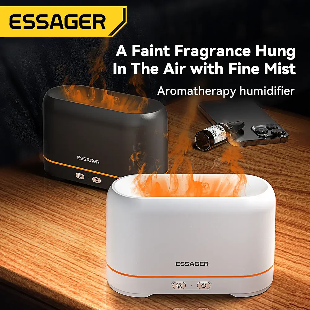 Зволожувач повітря ESSAGER Flame Aromatherapy Humidifier Black - фото 8