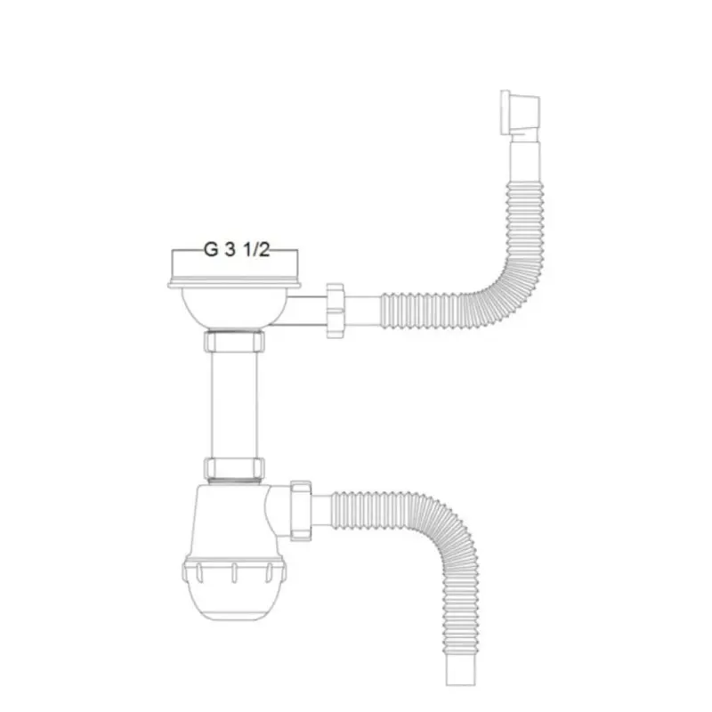 Сифон для кухонної мийки Kroner KRP Siphon-011 3 1/2" × 50/40 мм CV023014 - фото 2