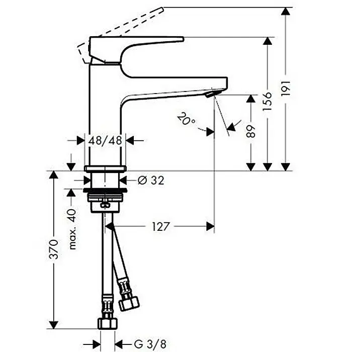 Смеситель для умывальника Hansgrohe Metropol 100 с донным клапаном push-open черный матовый 32500670 Черный матовый - фото 2