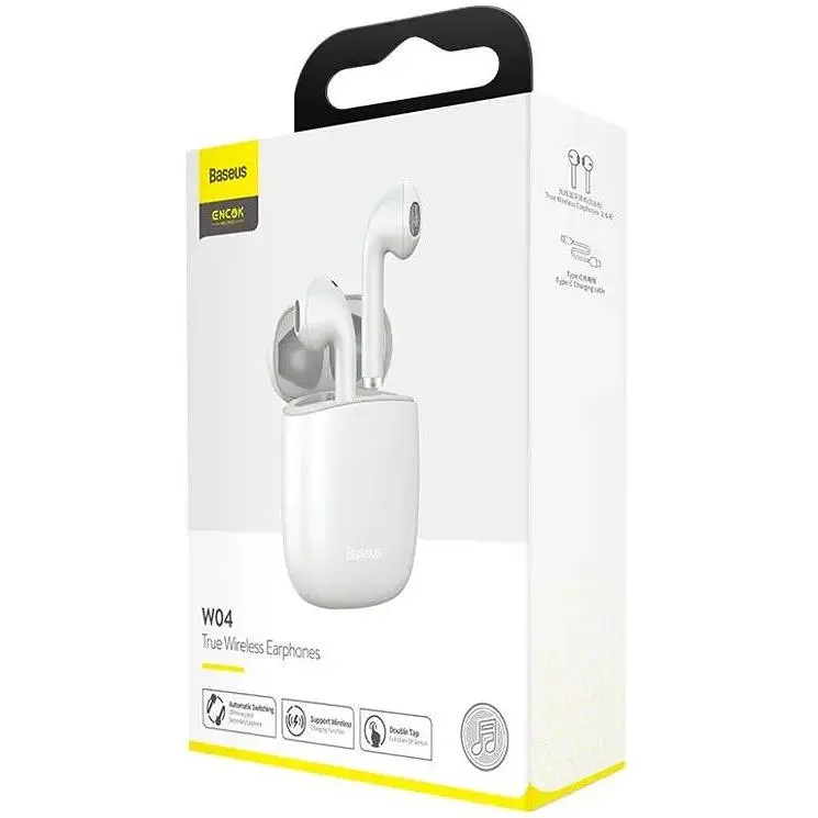 Бездротові навушники Baseus Bluetooth Encok W04 True Wireless Earphones NGW04-02 Білі - фото 5