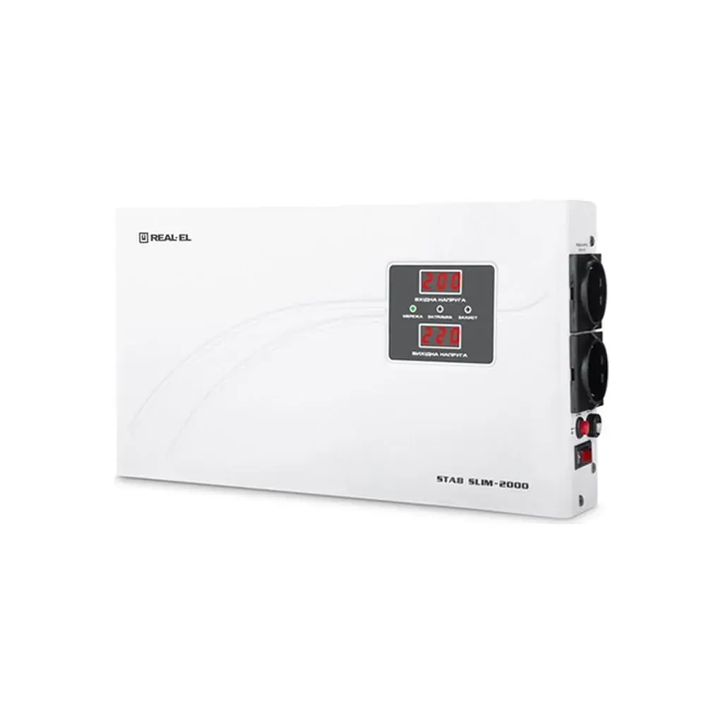 Стабілізатор напруги REAL-EL STAB SLIM-2000, white (EL122400008) - фото 4