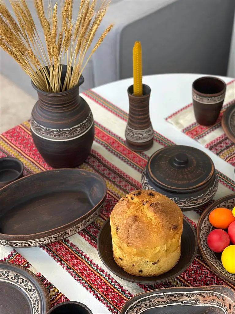 Пасхальний столовий сервіз керамічного (глиняного) посуду на 6 осіб Ангоб - фото 6