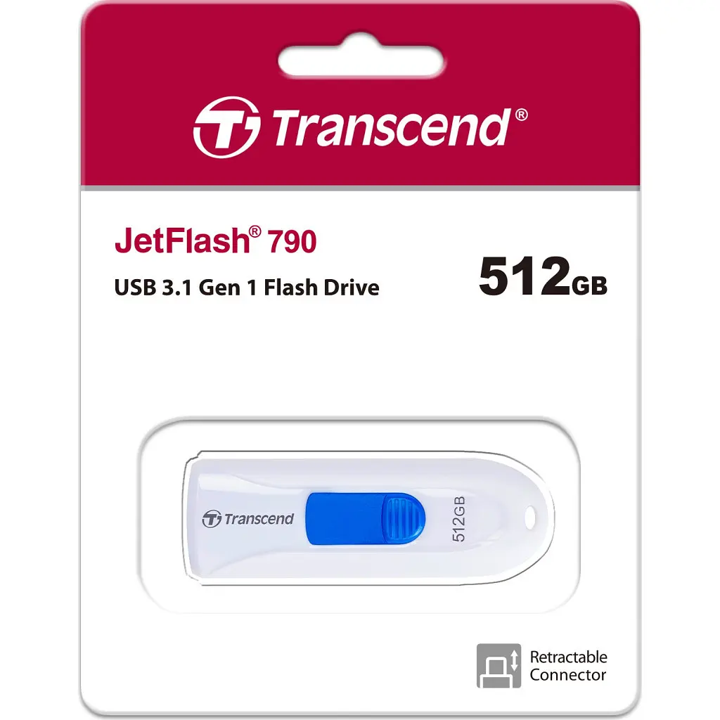 USB флеш накопичувач Transcend 512GB JetFlash 790 White USB 3.1 (TS512GJF790W) - фото 5