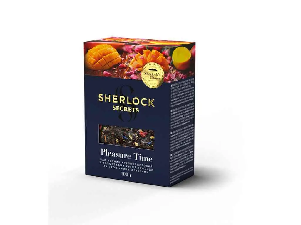 Чай фасований фруктовий та трав'яний SHERLOCK SECRETS 100 г "Pleasure Time" байховий крупнолистовий ароматизований