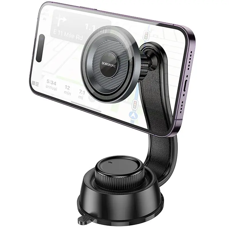 Автодержатель Borofone BH123 Profit magnetic (center console) Black/Metal gray - фото 6