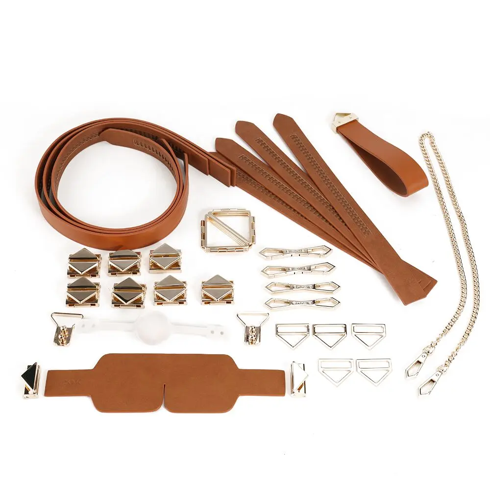 БДСМ-набір LOCKINK Bondage & Restraint Set, коричневий, натуральна шкіра, фіксатори, маска, кляп - фото 2