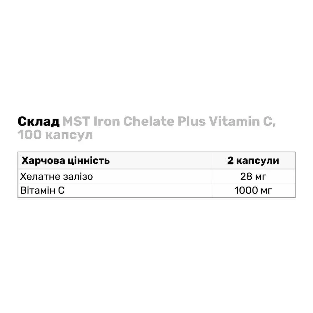 Витамины и минералы MST Iron Chelate Plus Vitamin C 100 капсул - фото 3