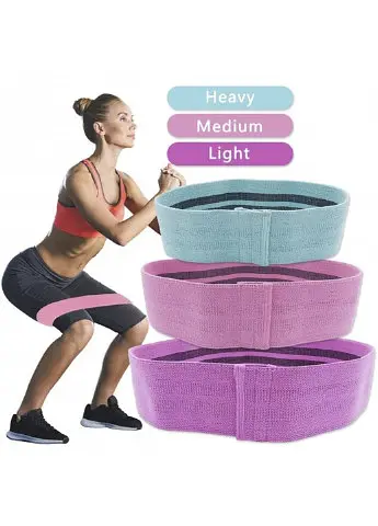 Набір тканинних фітнес-гумок Hip Resistance Band комплект із 3 гумок Light, Medium, Pro - фото 3
