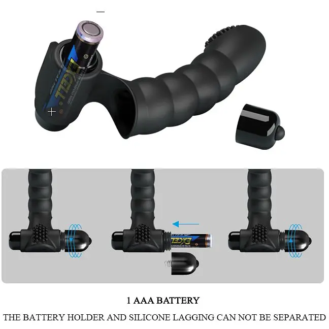 Вібронасадка на палець Pretty Love Alexander Finger Vibrator Black, 13х2.6 см (чорний) - фото 7
