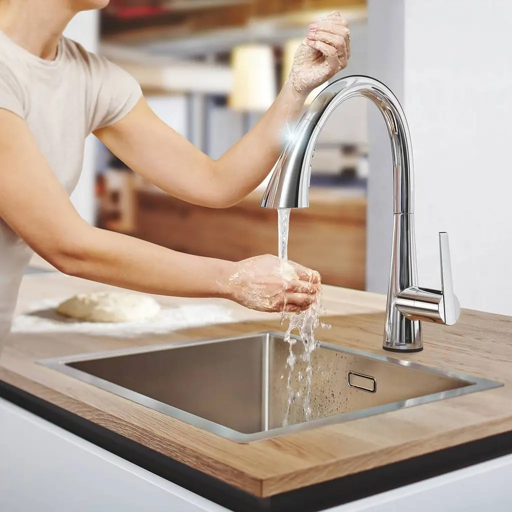 Змішувач для кухні сенсорний Grohe Zedra Touch 30219002, Хром - фото 9