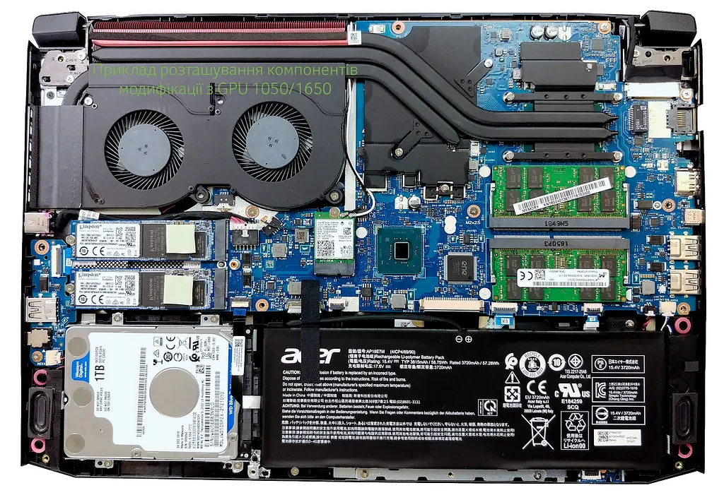 Топкейс ноутбука / верхня панель і клавіатура для ноутбука Acer Nitro 7 AN715-51 з GPU GTX 1050, 1650, 1660Ti (6B.Q5HN2.009) Оригінал від Acer, Верхня панель клавіатури - фото 3