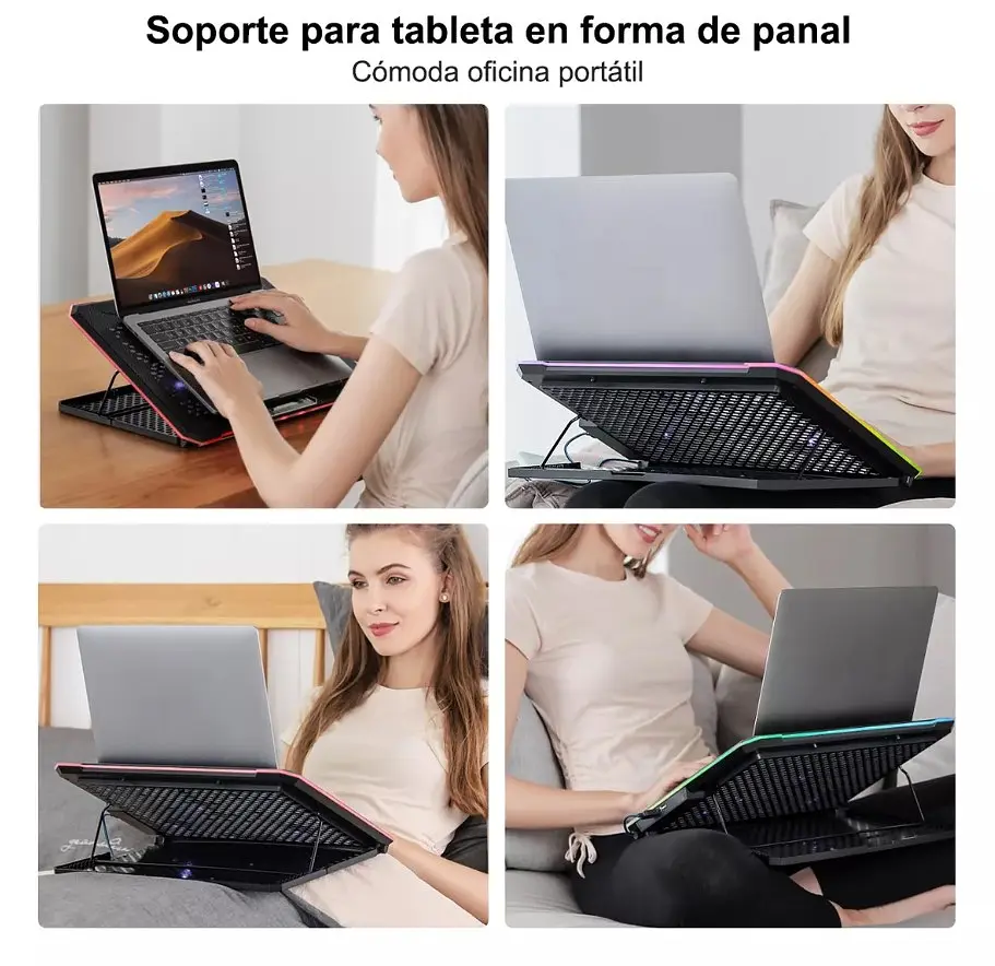 Охолоджувальна підставка для ноутбука до 21 дюймів Ice Coorel K-15D 15 fans RGB - фото 4