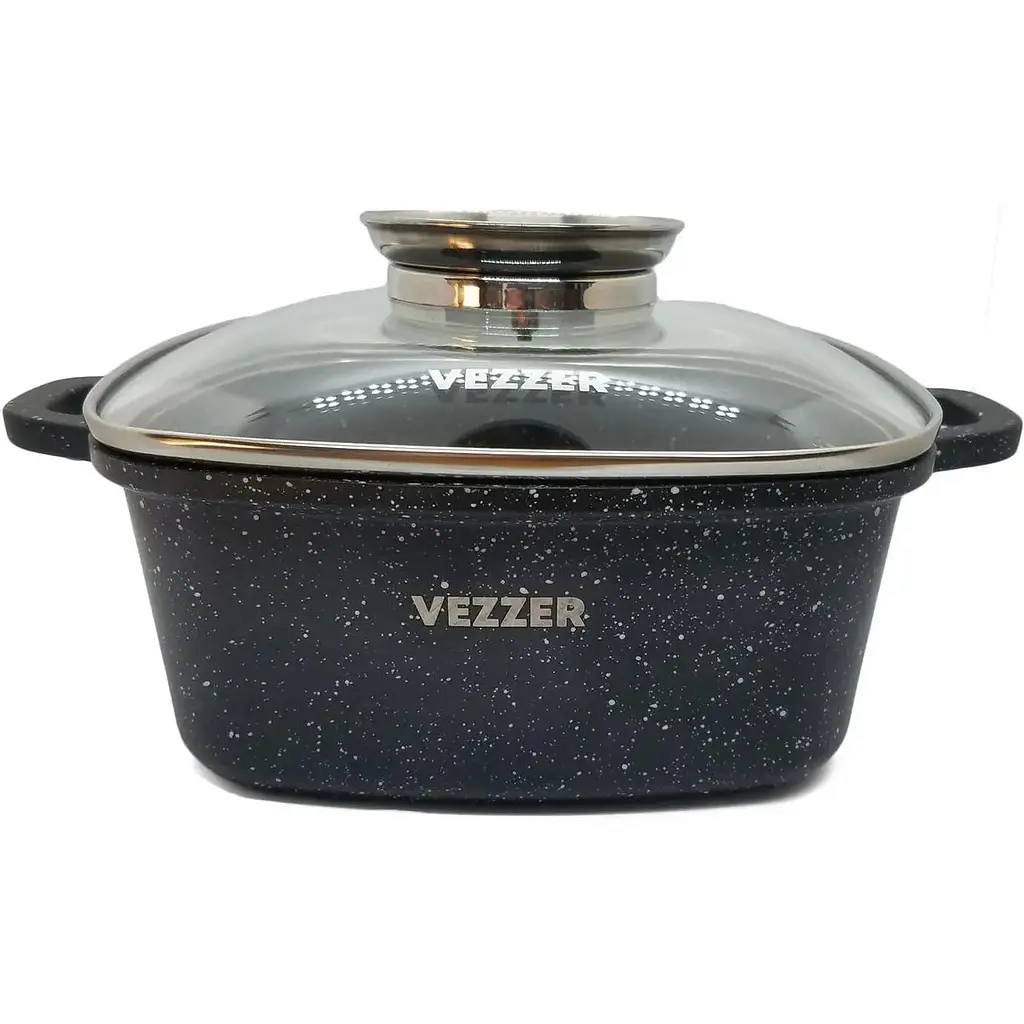 Каструля Vezzer квадратна з кришкою 20 см 2.5 л чорна (VZ8007) - фото 4