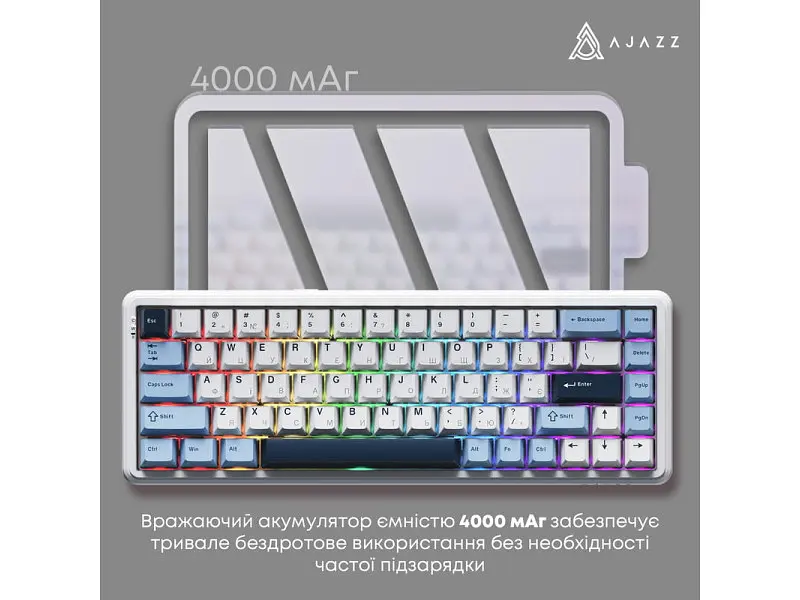 Клавіатура Ajazz AK680 MAX White-Dark Blue (AK680-M-BWD-A) - фото 3