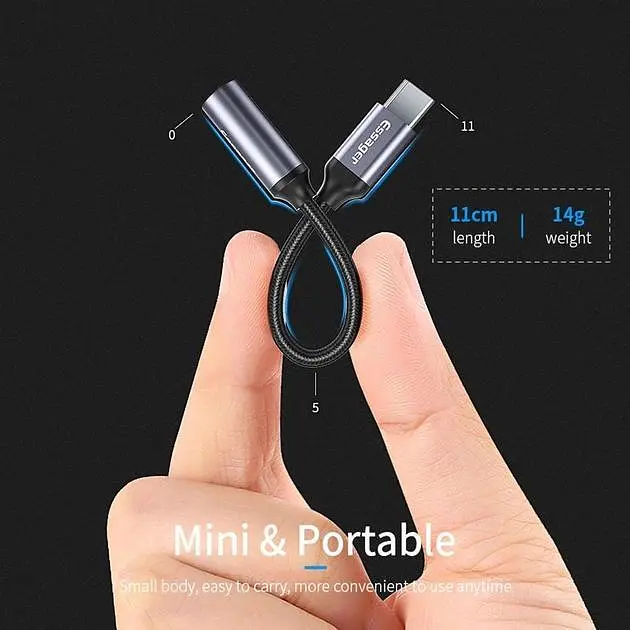 Адаптер Essager USB Type C 3,5 Jack/USB C 3,5 мм AUX для навушників (EZJE01-0G) - фото 8
